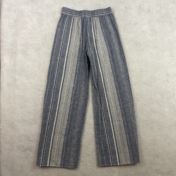 Express High-Rise XS Striped Linen-Blend Wide-Leg Pants Pull-On Boho - Picture 4 of 12